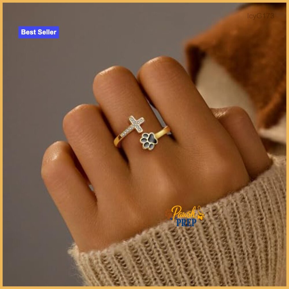 Sterling Silver Adjustable Stack Ring With Paw Pr… - image 2